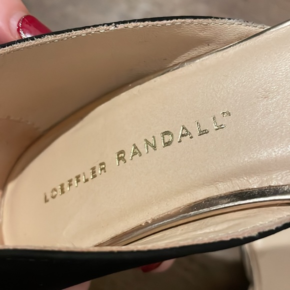 Loeffler Randall Black Suede and Snake Skin Print Black Wedge Heels - Picture 8 of 9